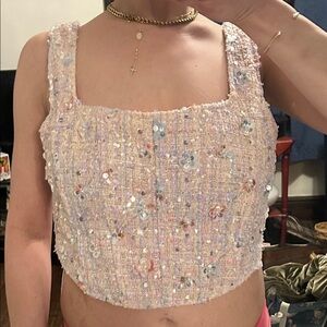 Elegant floral Sequin Embellished Women's Top